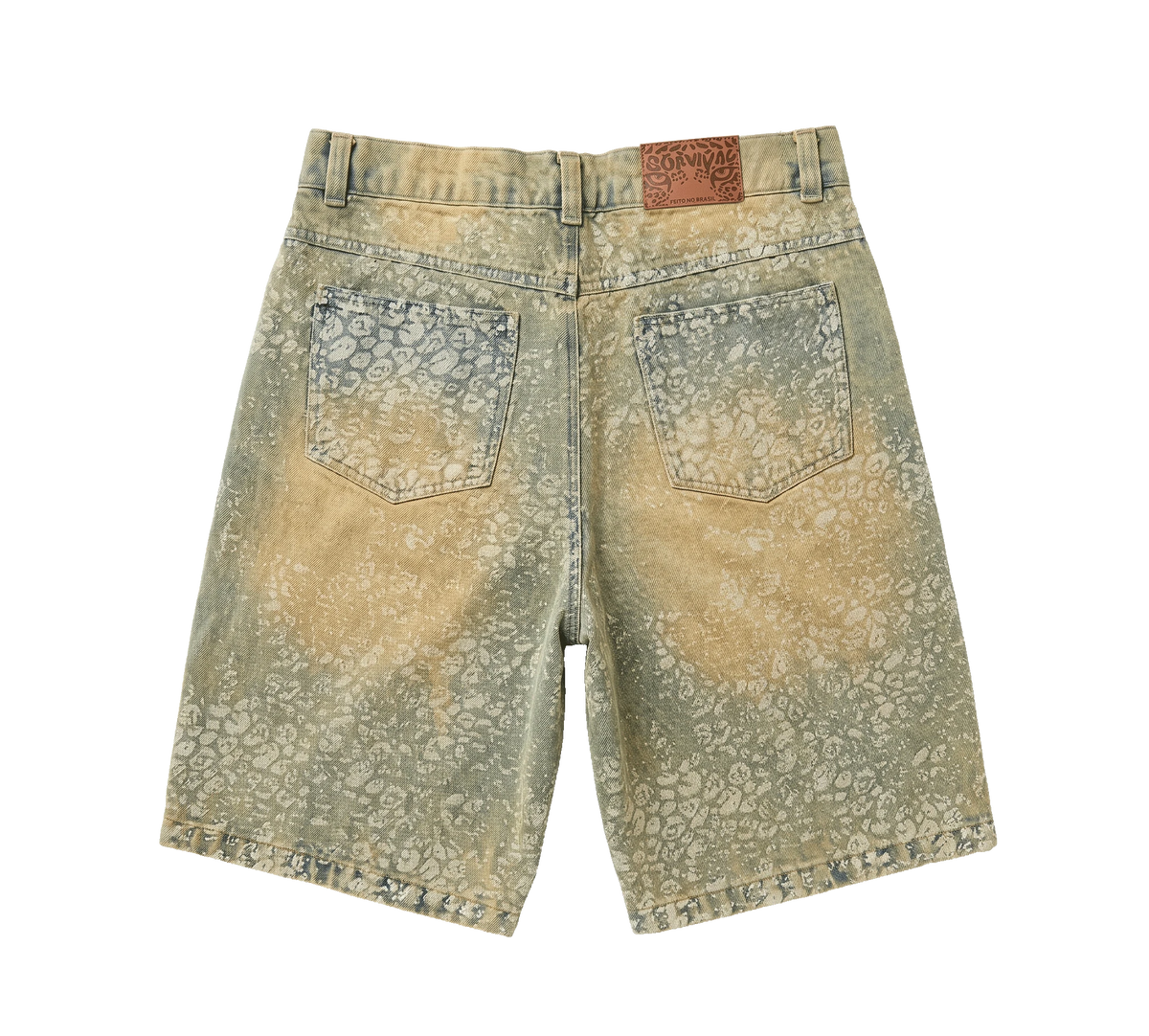 SHORTS JEANS MANCHA ONÇA DIRTY (INDIGO / DIRTY)