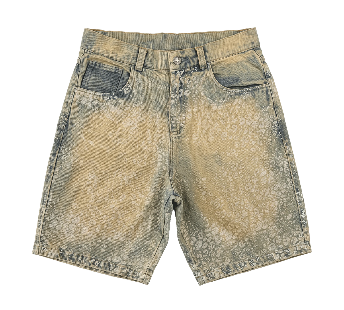 SHORTS JEANS MANCHA ONÇA DIRTY (INDIGO / DIRTY)