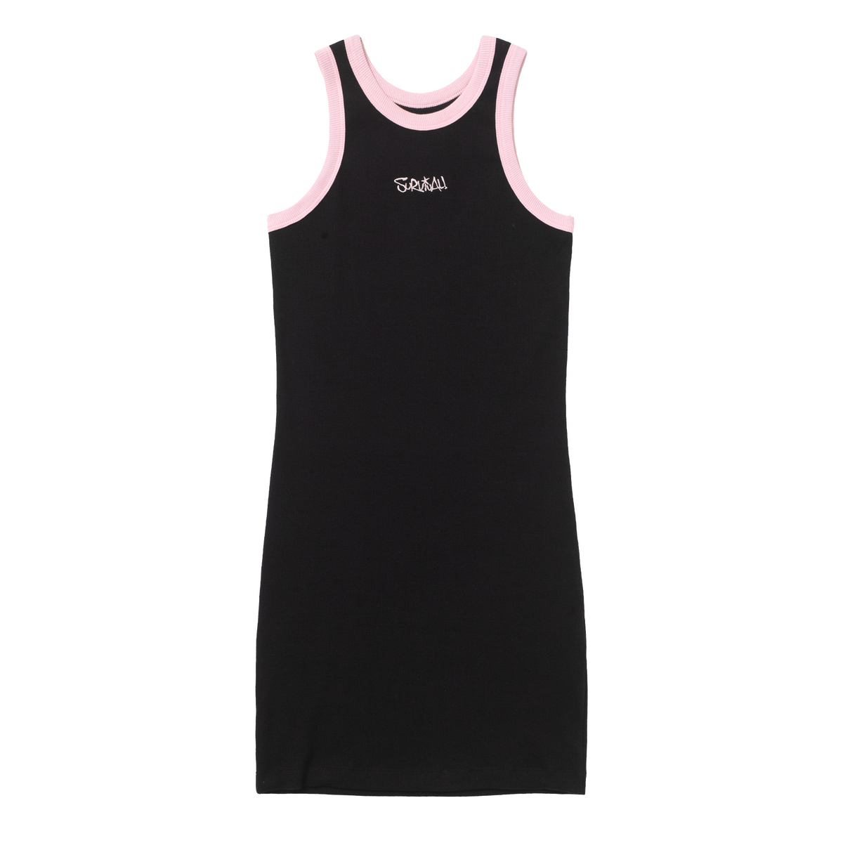 VESTIDO SPRAY LOGO [PRETO E ROSA]