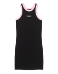 VESTIDO SPRAY LOGO [PRETO E ROSA]